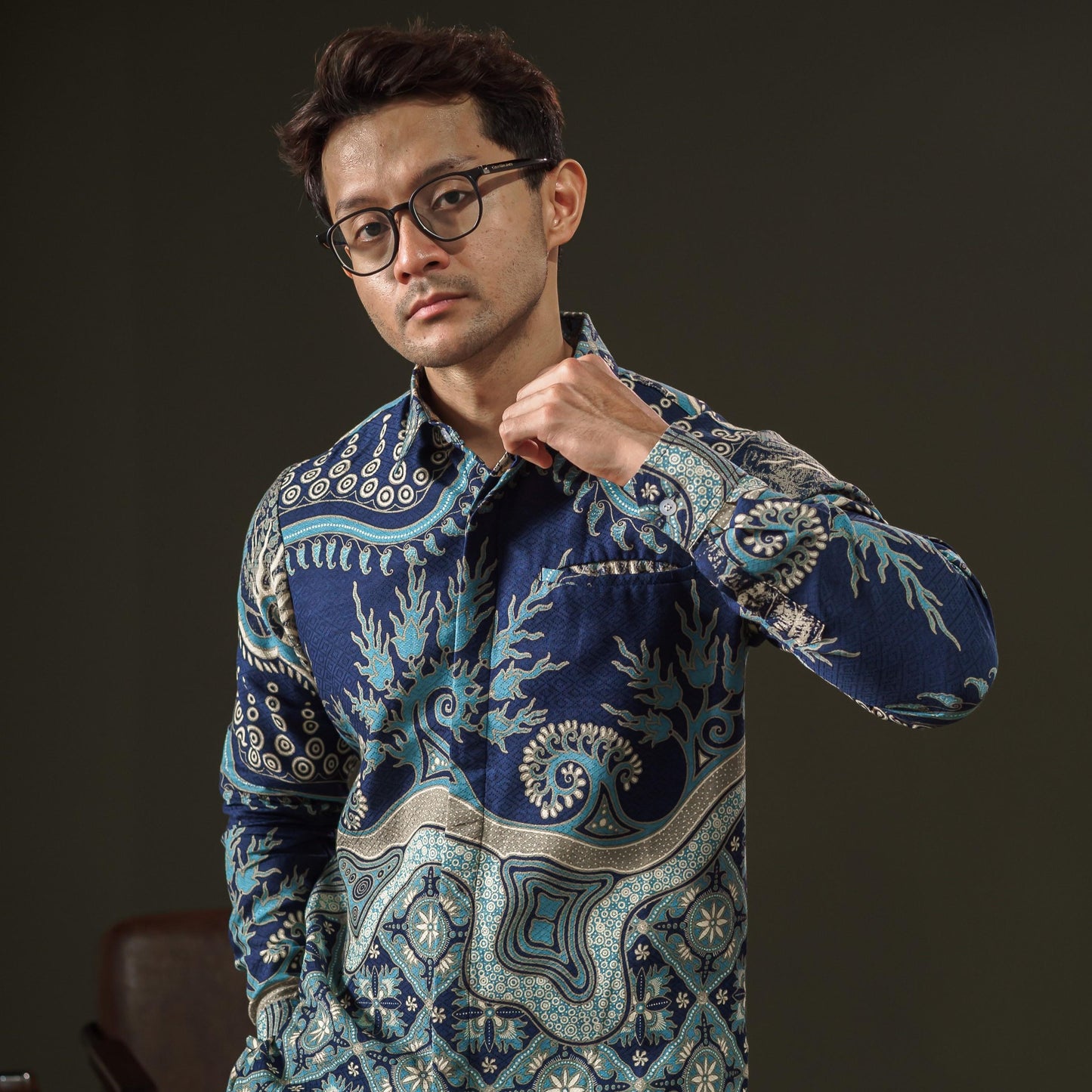 Nagano - Mandalas Premium Men's Long Sleeve Batik Shirt