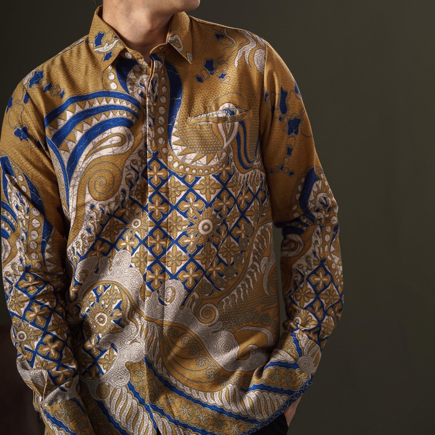 Karika - Mandalas Premium Men's Long Sleeve Batik Shirt