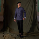 Emir Navy - Mandalas Kemeja Koko Kurta Pria Premium Lengan Panjang - Mandalas