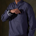 Emir Navy - Mandalas Kemeja Koko Kurta Pria Premium Lengan Panjang - Mandalas
