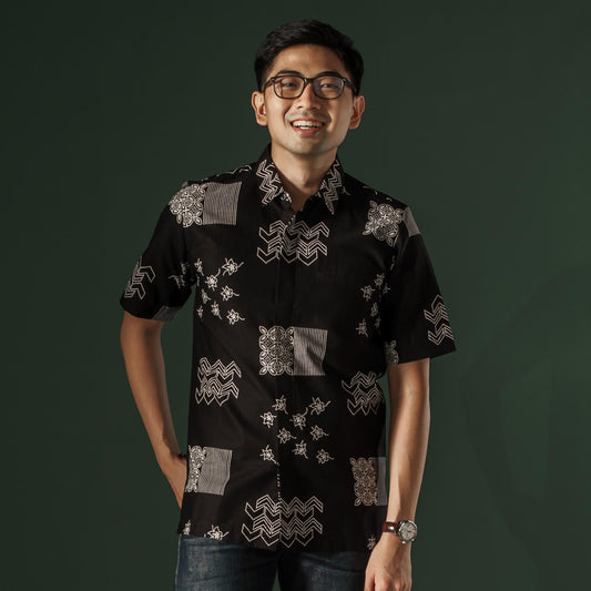 Carlo - Mandalas Premium Men's Short Sleeve Batik Shirt