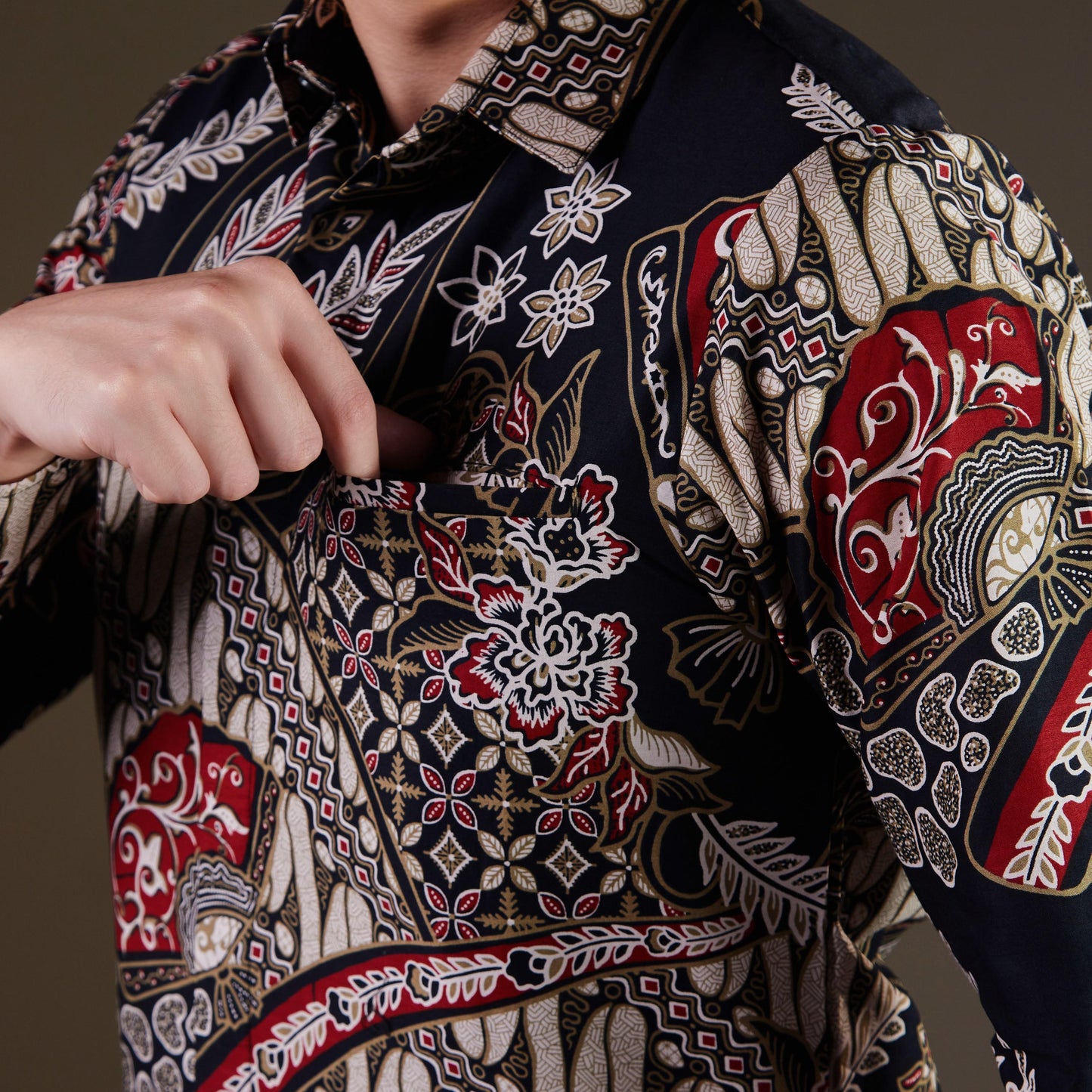 Sencha - Mandalas Premium Men's Long Sleeve Batik Shirt