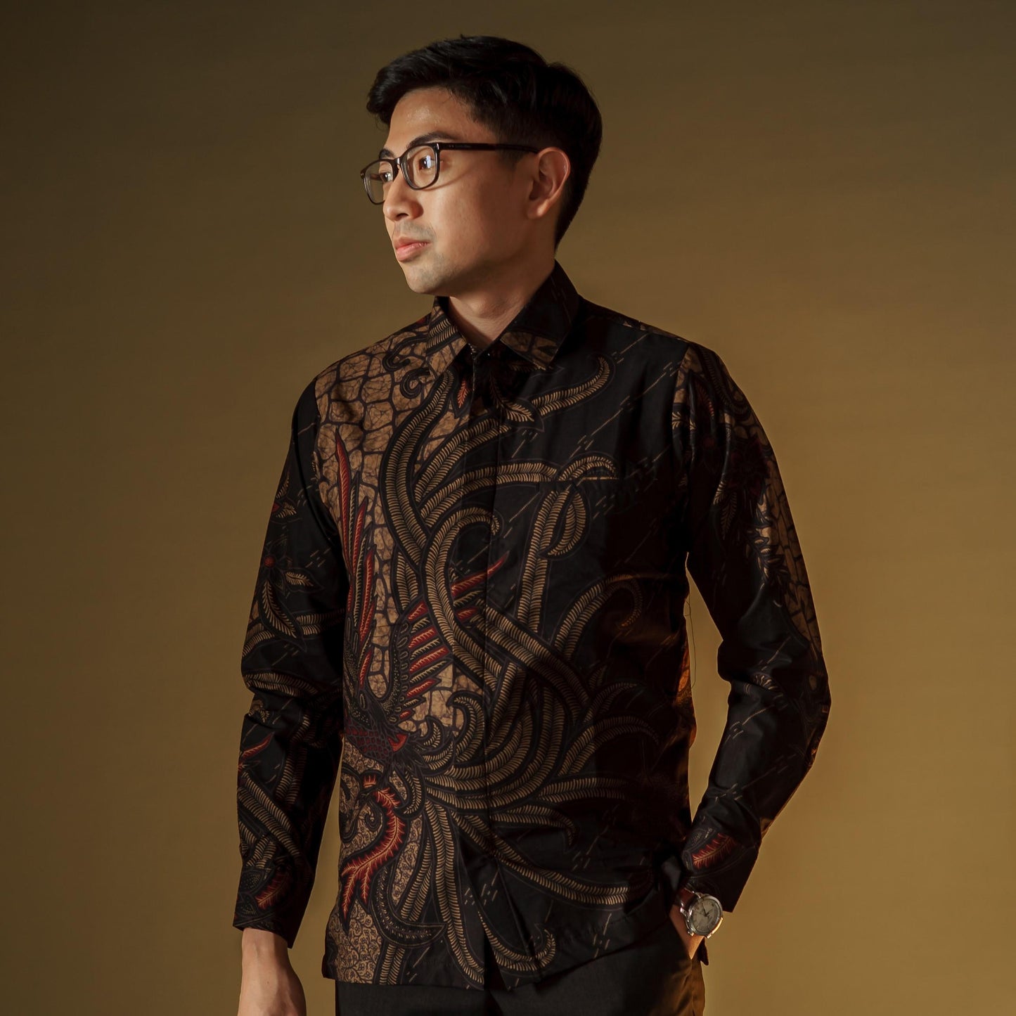 Elanga - Mandalas Premium Men's Long Sleeve Batik Shirt