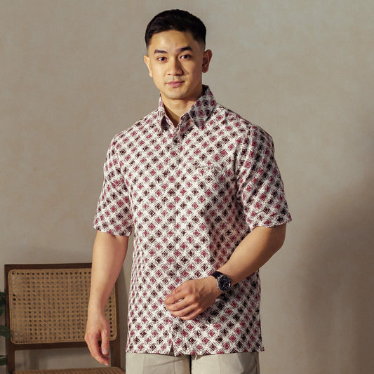Kawuvera - Mandalas Premium Men's Short Sleeve Batik Shirt