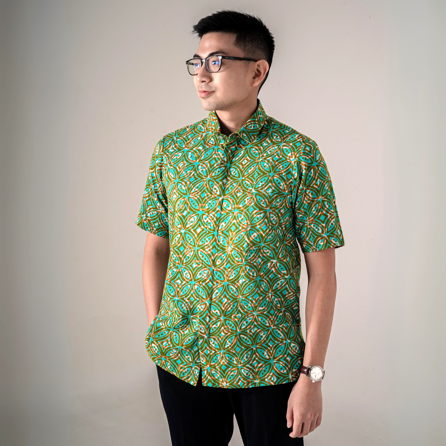 Zelena - Mandalas Kemeja Batik Pria Premium Lengan Pendek