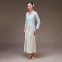 Jenar Blue Long Sleeve – Mandalas Women's Embroidered Organza - Mandalas