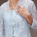 Jenar Blue Long Sleeve – Mandalas Women's Embroidered Organza - Mandalas