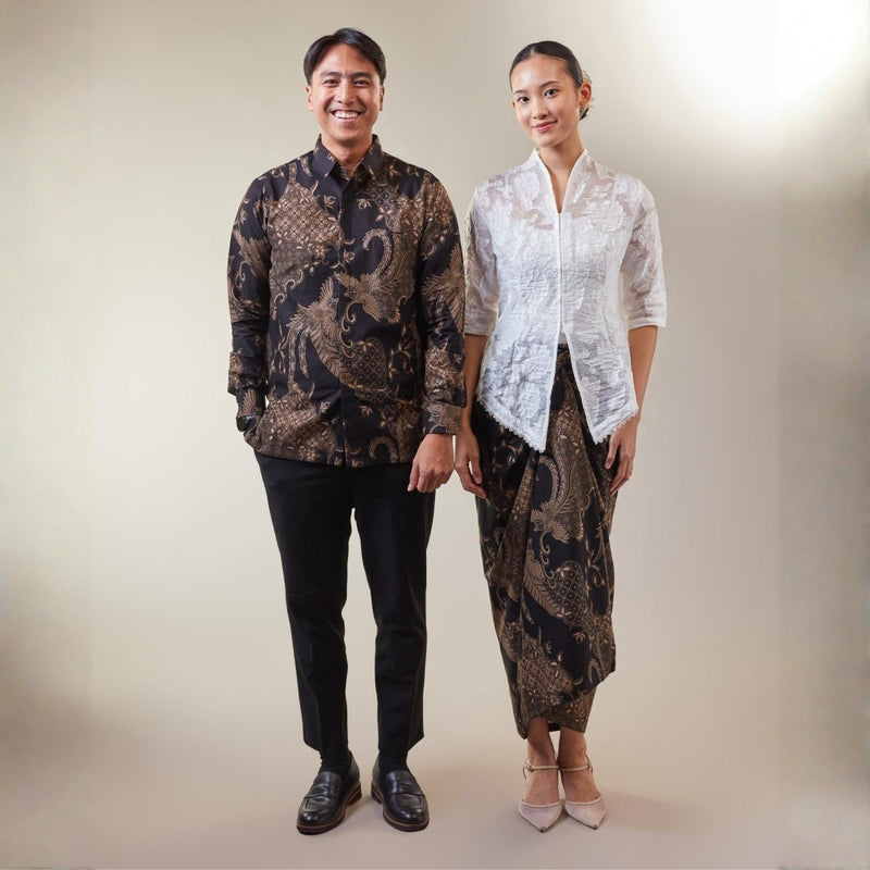 Kaladewa - Mandalas Set Sarimbit Couple Kemeja Lengan Panjang dan Rok Batik Premium - Mandalas