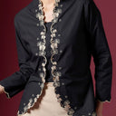Meera Black Long Sleeve – Mandalas Women’s Encim Kebaya Embroidered Blouse in Cotton with Orchid Motif - Mandalas