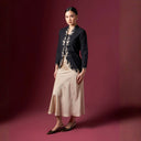 Meera Black Long Sleeve – Mandalas Women’s Encim Kebaya Embroidered Blouse in Cotton with Orchid Motif - Mandalas
