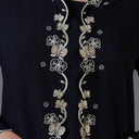 Meera Black Long Sleeve – Mandalas Women’s Encim Kebaya Embroidered Blouse in Soft Viscose with Orchid Motif - Mandalas