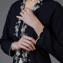 Meera Black Long Sleeve – Mandalas Women’s Encim Kebaya Embroidered Blouse in Soft Viscose with Orchid Motif - Mandalas