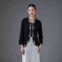 Meera Black Long Sleeve – Mandalas Women’s Encim Kebaya Embroidered Blouse in Soft Viscose with Orchid Motif - Mandalas