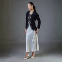 Meera Black Long Sleeve – Mandalas Women’s Encim Kebaya Embroidered Blouse in Soft Viscose with Orchid Motif - Mandalas