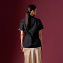 Meera Black Short Sleeve – Mandalas Women’s Encim Kebaya Embroidered Blouse in Cotton with Orchid Motif - Mandalas