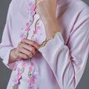 Meera Cherry Long Sleeve – Mandalas Women’s Encim Kebaya Embroidered Blouse in Soft Viscose with Orchid Motif - Mandalas