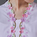 Meera Cherry Long Sleeve – Mandalas Women’s Encim Kebaya Embroidered Blouse in Soft Viscose with Orchid Motif - Mandalas