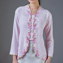 Meera Cherry Long Sleeve – Mandalas Women’s Encim Kebaya Embroidered Blouse in Soft Viscose with Orchid Motif - Mandalas