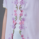 Meera Cherry Short Sleeve – Mandalas Women’s Encim Kebaya Embroidered Blouse in Soft Viscose with Orchid Motif - Mandalas