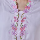 Meera Cherry Short Sleeve – Mandalas Women’s Encim Kebaya Embroidered Blouse in Soft Viscose with Orchid Motif - Mandalas