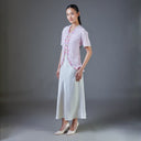 Meera Cherry Short Sleeve – Mandalas Women’s Encim Kebaya Embroidered Blouse in Soft Viscose with Orchid Motif - Mandalas