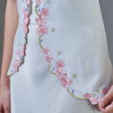 Meera Porcelain Short Sleeve – Mandalas Women’s Encim Kebaya Embroidered Blouse in Soft Viscose with Orchid Motif - Mandalas