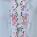 Meera Porcelain Short Sleeve – Mandalas Women’s Encim Kebaya Embroidered Blouse in Soft Viscose with Orchid Motif - Mandalas