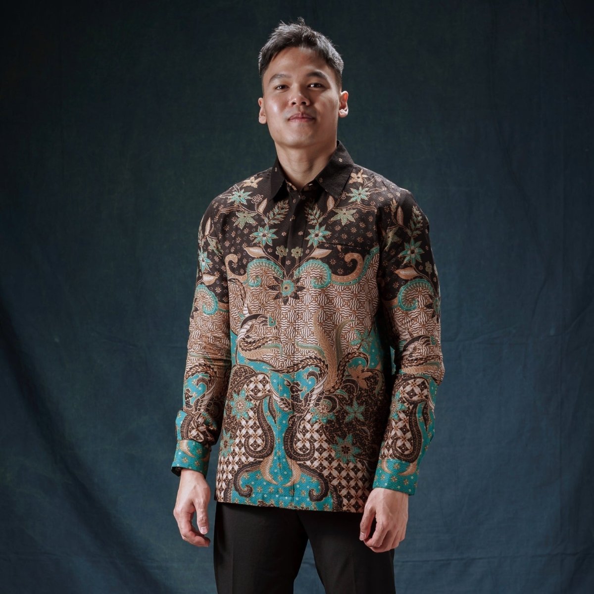 Meru Men Meru - Mandalas Premium Men's Long Sleeve Batik Shirt