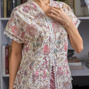 Mila Lengan Pendek - Mandalas Atasan Kebaya Wanita Outer Katun Bordir Modern Bunga - Mandalas