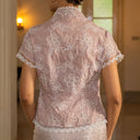 Nadine Blush Lengan Pendek - Mandalas Atasan Kebaya Wanita Outer Tencel Jacquard Bordir Modern - Mandalas
