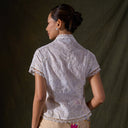 Nadine Milk Lengan Pendek - Mandalas Atasan Kebaya Wanita Outer Tencel Jacquard Bordir Modern - Mandalas