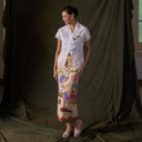Nadine Milk Lengan Pendek - Mandalas Atasan Kebaya Wanita Outer Tencel Jacquard Bordir Modern - Mandalas