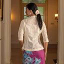 Nadine Vanilla Lengan Panjang - Mandalas Atasan Kebaya Wanita Outer Tencel Jacquard Bordir Modern - Mandalas