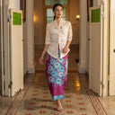 Nadine Vanilla Lengan Panjang - Mandalas Atasan Kebaya Wanita Outer Tencel Jacquard Bordir Modern - Mandalas