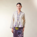 Naila Almond Long Sleeve - Mandalas Women's Embroidered Kebaya Blouse in Soft Slub Viscose - Mandalas
