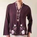 Naila Espresso Long Sleeve - Mandalas Women's Embroidered Kebaya Blouse in Soft Slub Viscose - Mandalas