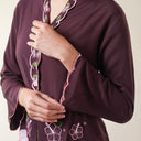 Naila Espresso Long Sleeve - Mandalas Women's Embroidered Kebaya Blouse in Soft Slub Viscose - Mandalas