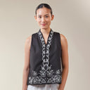 Naila Sleeveless - Mandalas Women's Floral Embroidered Encim Kebaya Blouse - Mandalas