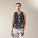 Naila Sleeveless - Mandalas Women's Floral Embroidered Encim Kebaya Blouse - Mandalas