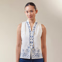 Naila Sleeveless - Mandalas Women's Floral Embroidered Encim Kebaya Blouse - Mandalas
