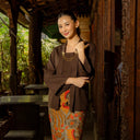 Nara Mahogany Lengan Panjang - Mandalas Kebaya Kutubaru Wanita Bahan Woven Premium Elegan - Mandalas