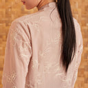 Nayara Beige Long Sleeve - Mandalas Women’s Modern Embroidered Cotton Kebaya Top - Mandalas