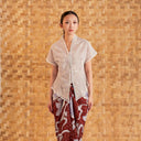 Nayara Grey Short Sleeve – Mandalas Women's Modern Embroidered Cotton Kebaya Top - Mandalas