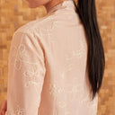 Nayara Nude Long Sleeve - Mandalas Women’s Modern Embroidered Cotton Kebaya Top - Mandalas