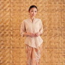 Nayara Nude Long Sleeve - Mandalas Women’s Modern Embroidered Cotton Kebaya Top - Mandalas