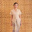Nayara Nude Short Sleeve – Mandalas Women's Modern Embroidered Cotton Kebaya Top - Mandalas