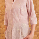 Nayara Pink Long Sleeve - Mandalas Women’s Modern Embroidered Cotton Kebaya Top - Mandalas
