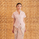 Nayara Pink Short Sleeve – Mandalas Women's Modern Embroidered Cotton Kebaya Top - Mandalas