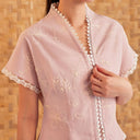 Nayara Pink Short Sleeve – Mandalas Women's Modern Embroidered Cotton Kebaya Top - Mandalas