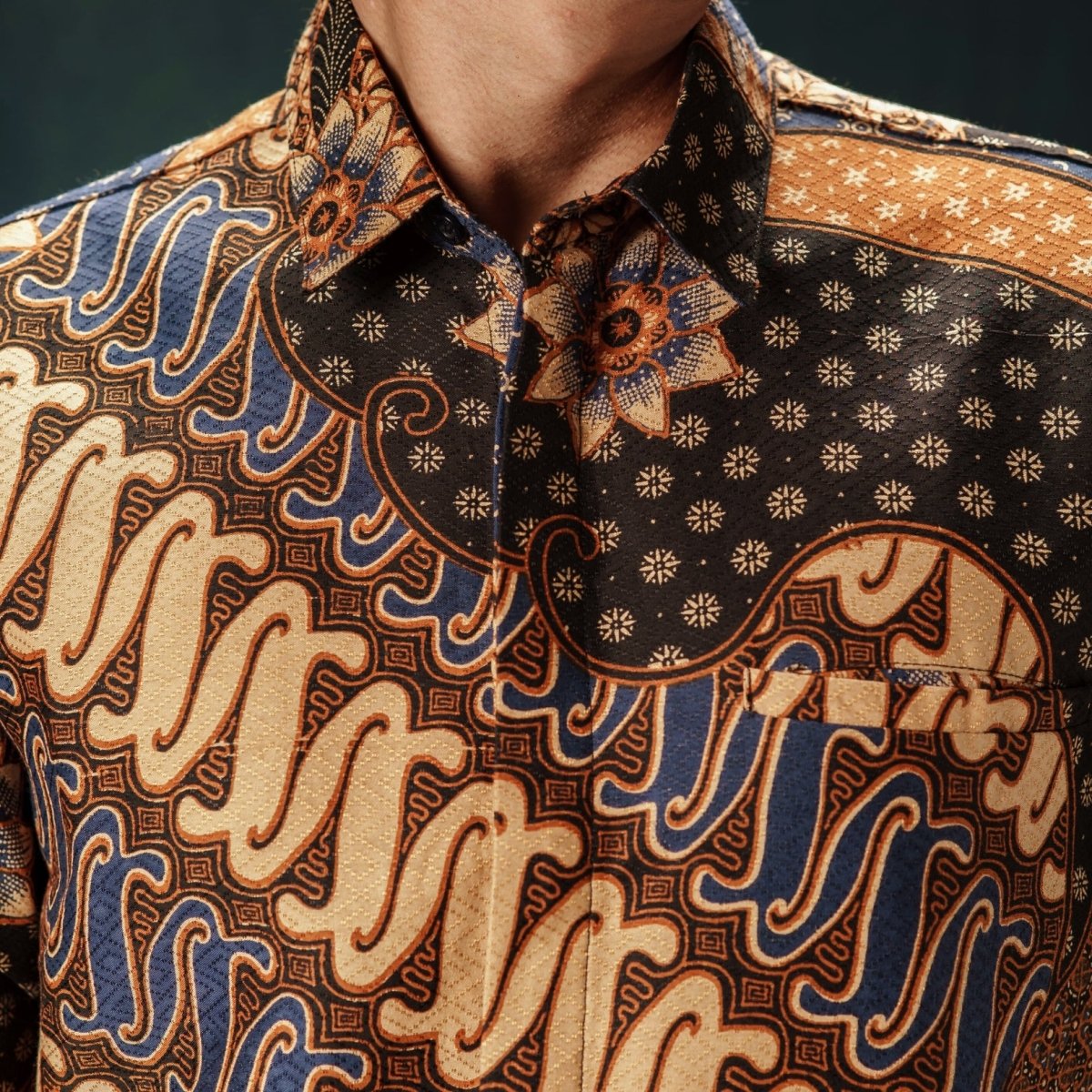 indonesian dress shirt Batik Shirt Indonesia Solo Surya Halus Long Sleeve Size Medium